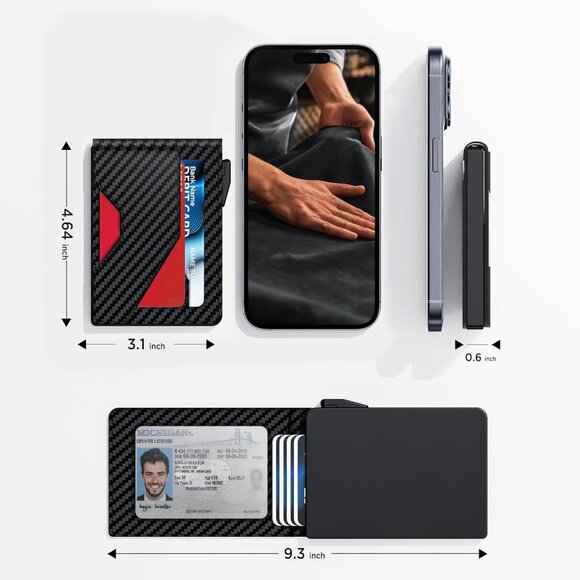 Slim Leather Men's Wallet with Cash Slot, Pop-up Card Slot with ID Window - Picture 10 of 12